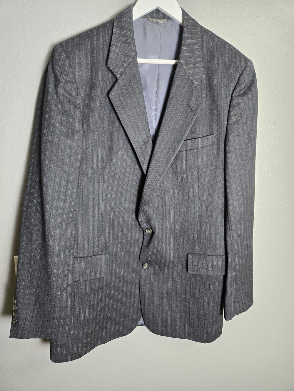 Vintage Christian Dior Monsieur Grey Striped Suit Jacket Wool